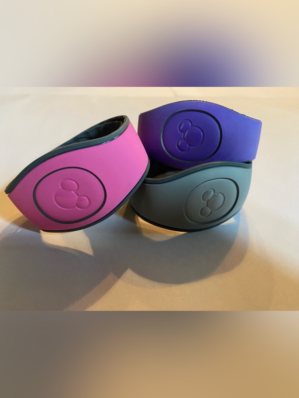 Disney MagicBand 2.0 Bundle Of 3 Gray Purple Pink Previously Linked Collectible